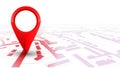 Red GPS navigator pointer on city map - vector Royalty Free Stock Photo